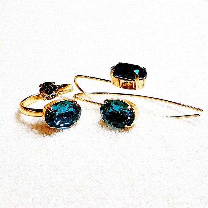 indicolite ring and earrings