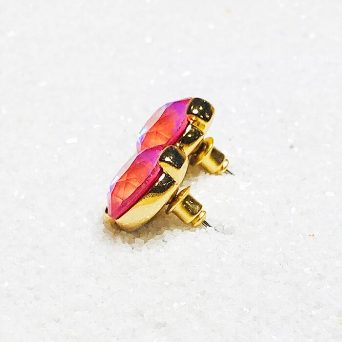Pink Crystal Stud Earrings set in gold plating 