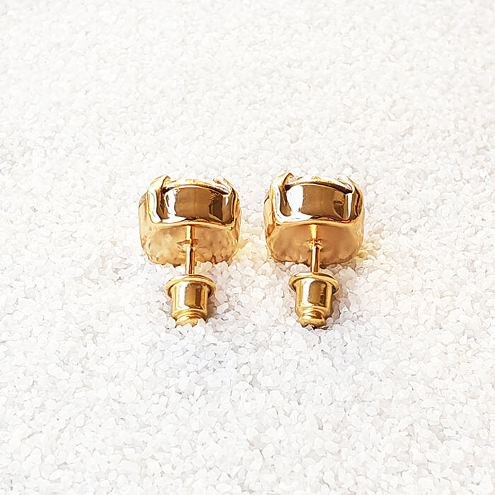 swarovksi stud earrings in 24k gold plating with gold swarovski crystal back view
