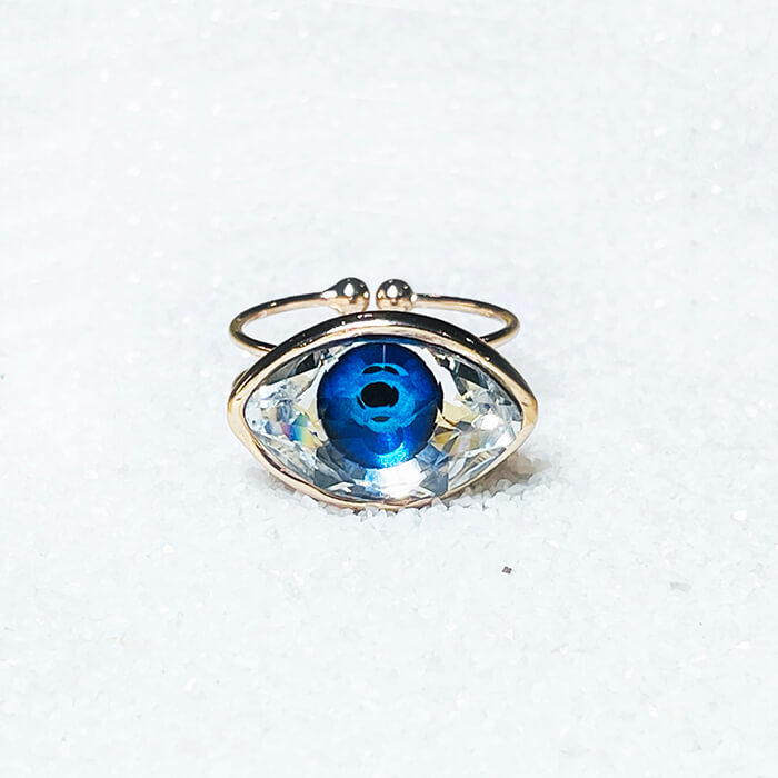 Evil Eye Swarovski Ring close up 