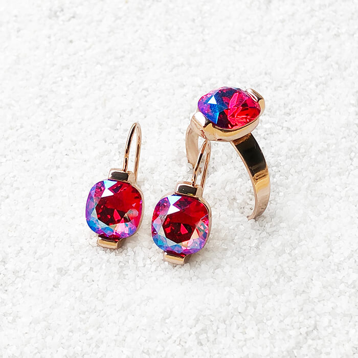 unique ethical jewellery rose gold and pink swarovski crystal 