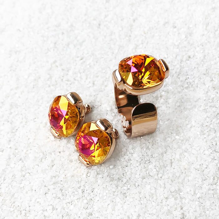 unique astral pink statement ring and stud earrings elegant jewellery set