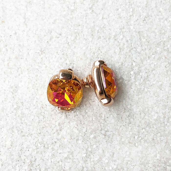 astral pink swarovski and rose gold stud earrings