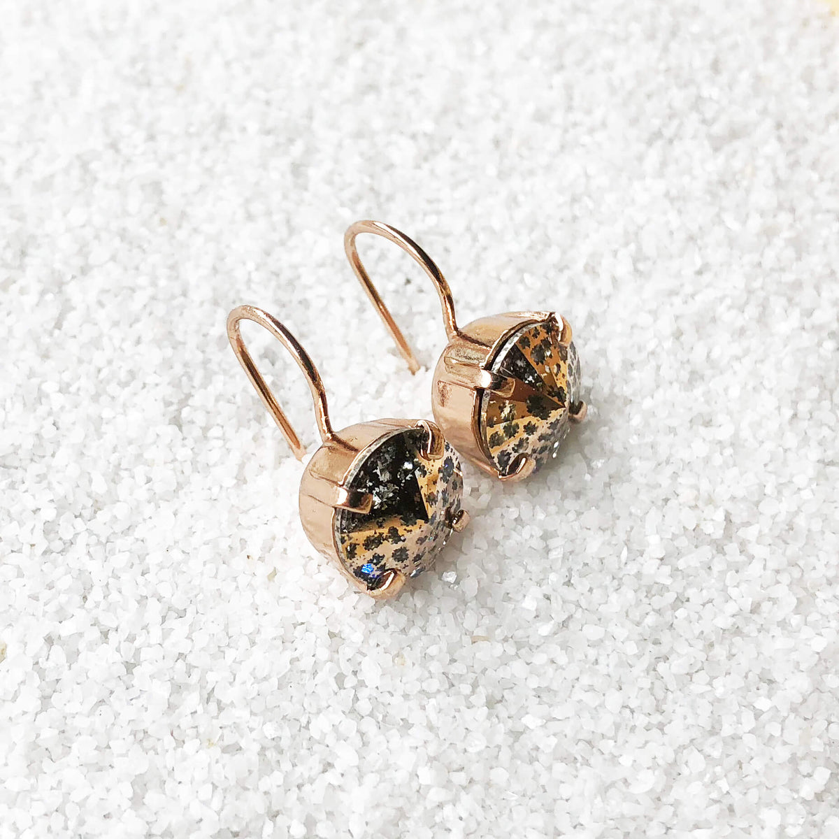 sparkly rose gold crystal drop earrings elegant jewellery
