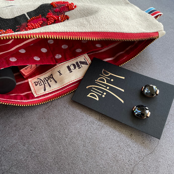 hand embroidered quirky designer bag with Frida Kahlo details 