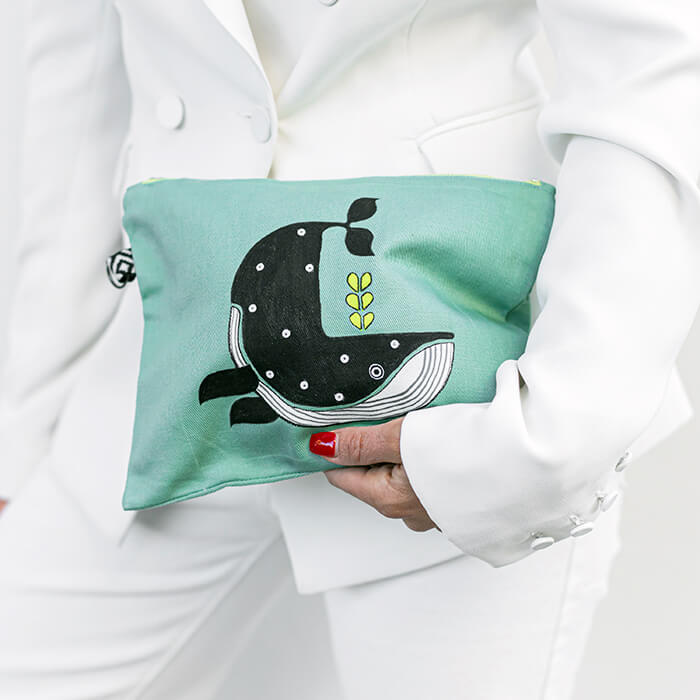 Hand painted bag with whale | quirky bag