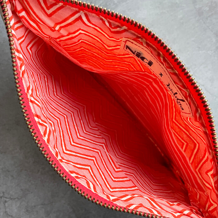 Hand painted Canvas Bag with fingers wearing a swarovski crystal biting teeth with chevron lining