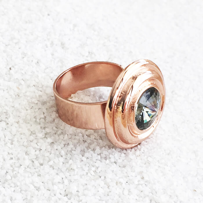 rose gold and black diamond swarovski ethical statement ring