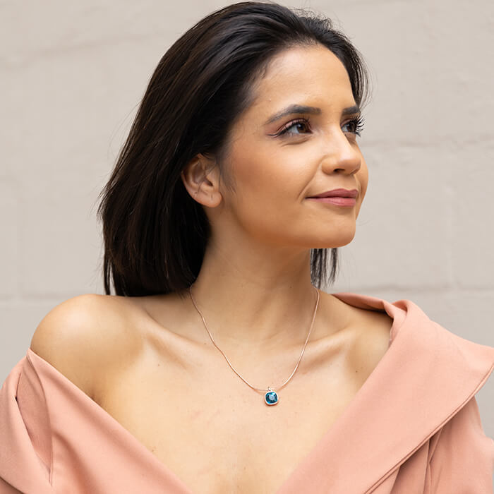 Indicolite Pendant Swarovski on Model