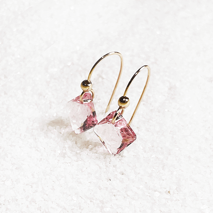Light Pink Crystal Earrings side view