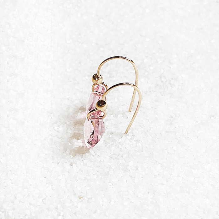 Light Pink Crystal Earrings Swarovski side angle