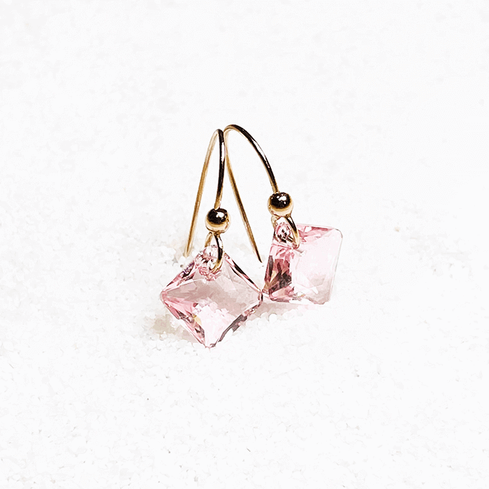 Light Pink Crystal Earrings Swarovski Unique