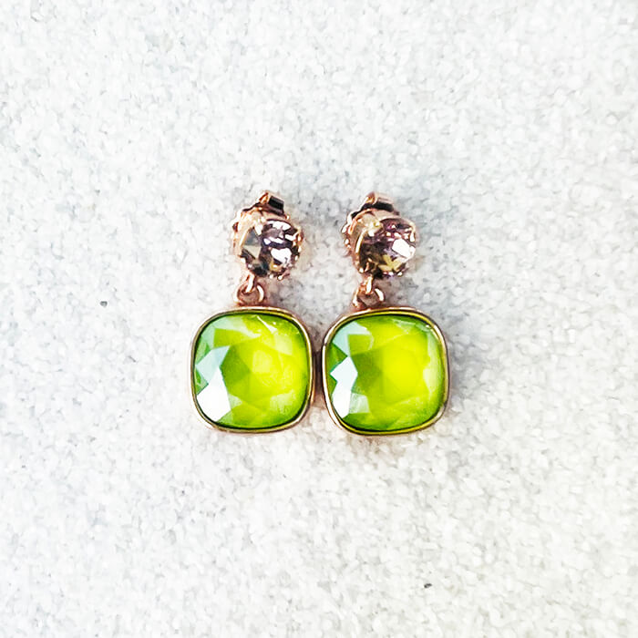 Lime Green Earrings Swarovski 