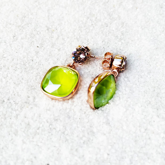 Lime Green Earrings Swarovski detailed view
