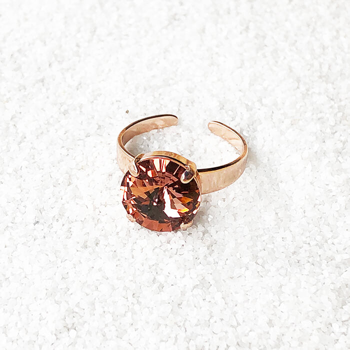 unique crystal statement ring blush rose and rose gold 