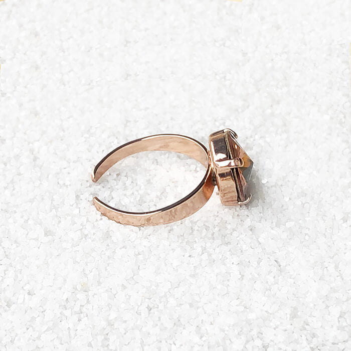 blush rose and rose gold adjustable statement ring