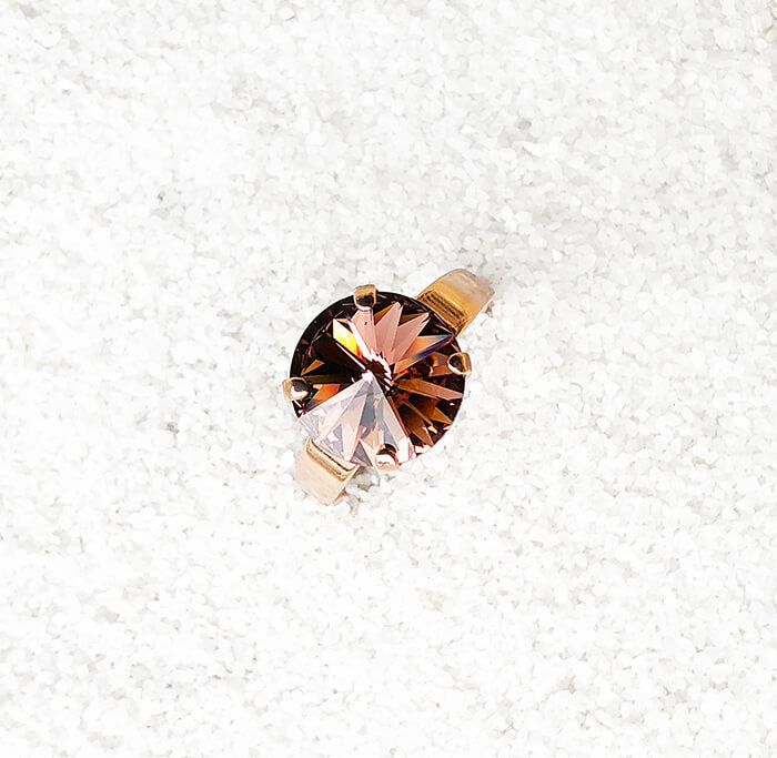 elegant crystal statement ring blush rose and rose gold 