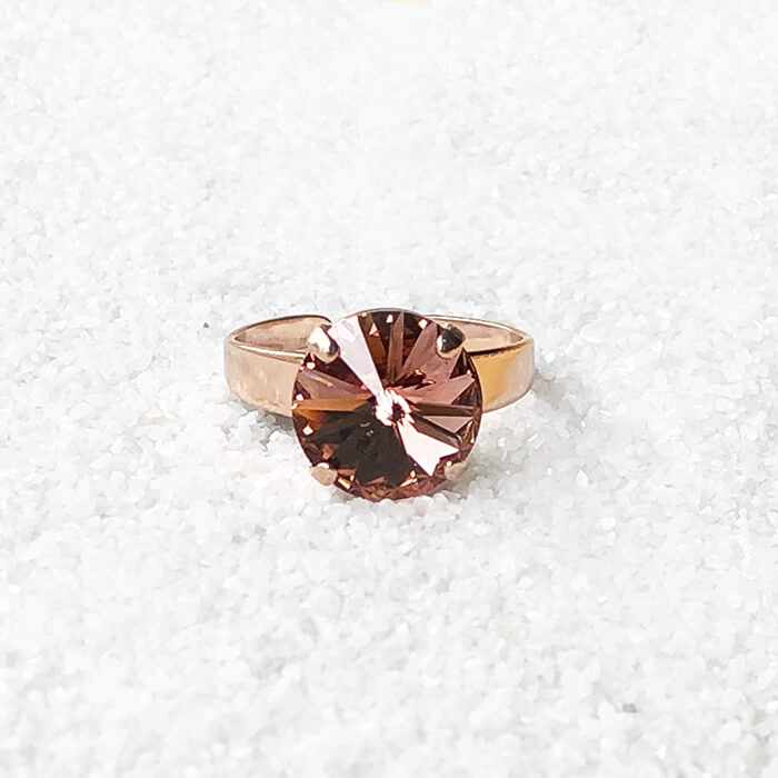 ethical crystal statement ring blush rose and rose gold 