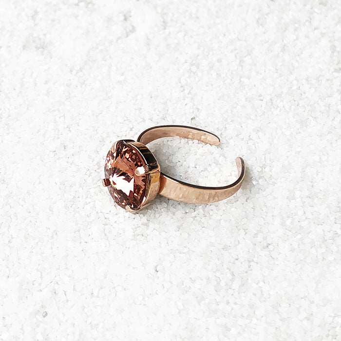 unique crystal statement ring blush rose and rose gold 