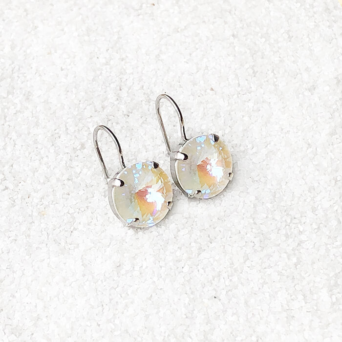 moonlight white swarovski and silver elegant crystal drop earrings