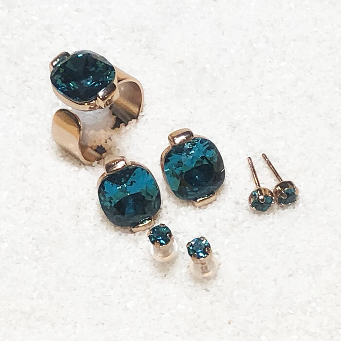mother daughter jewellery australia | Indicolite Swarovski Crystal Earrings and ring