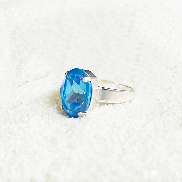 blue swarovski ring adjustable