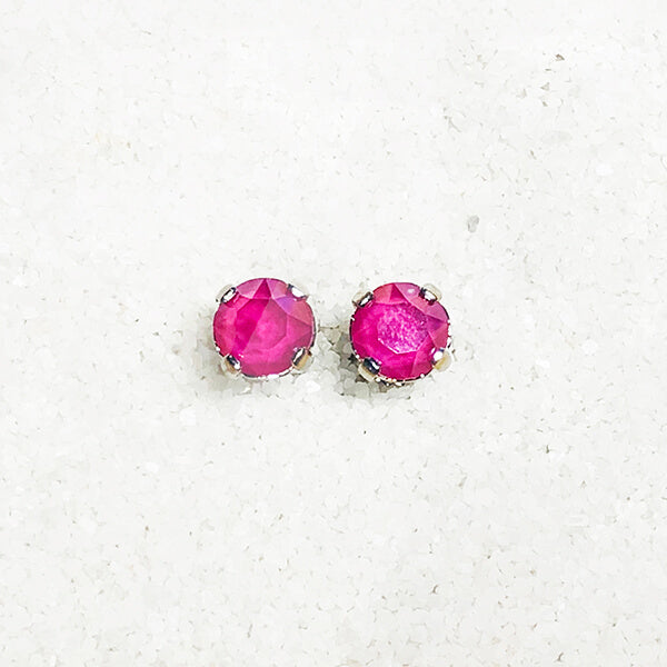 bright pink stud earrings for kids swarovski