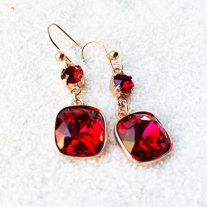 Red drop earrings swarovski 