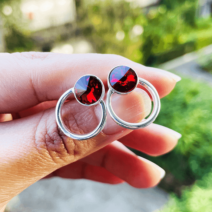 Red Swarovski Earrings Estelle Bidiliia
