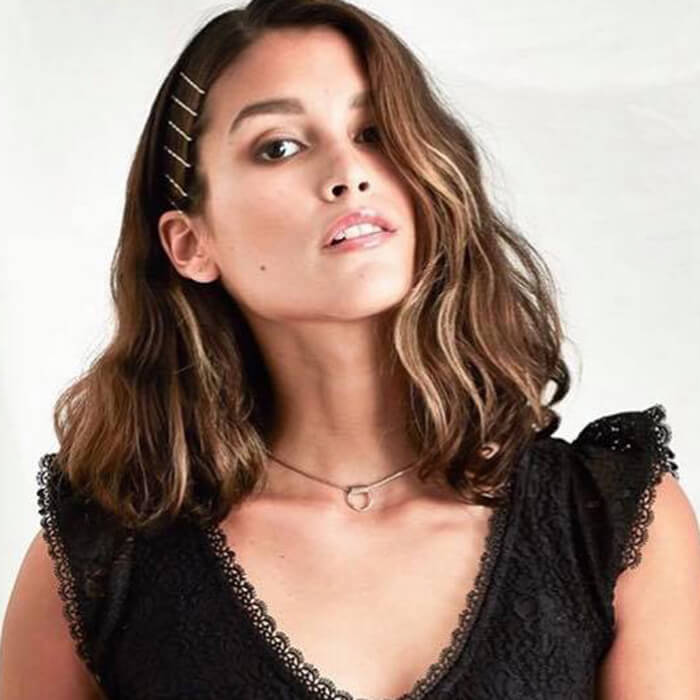 ethical elegant pendant on model