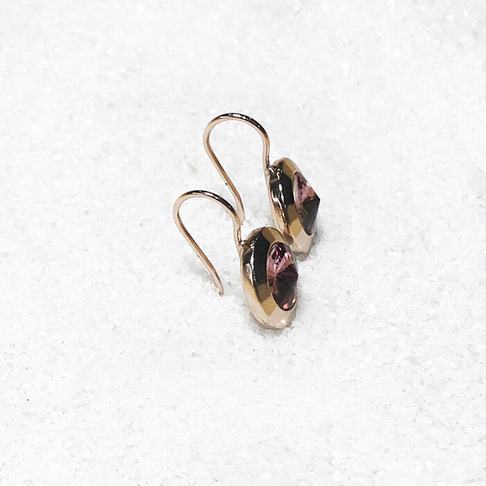 Dark Pink Earrings with rose gold hooks