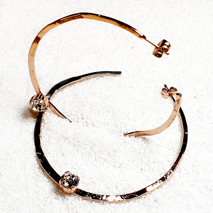 large rose gold hoop earrings with swarovski unique