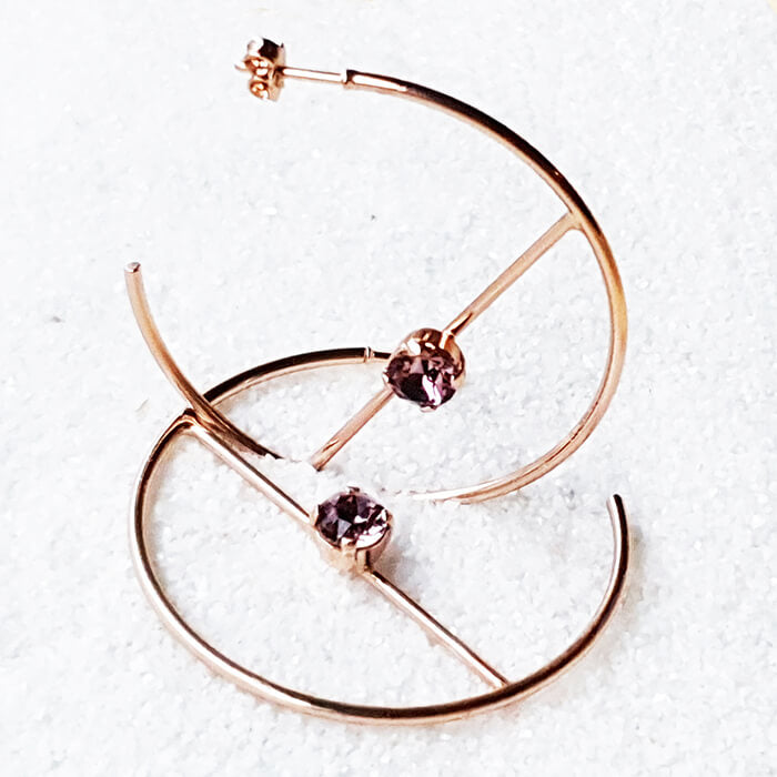 Swarovski rose gold hoop earrings front picture