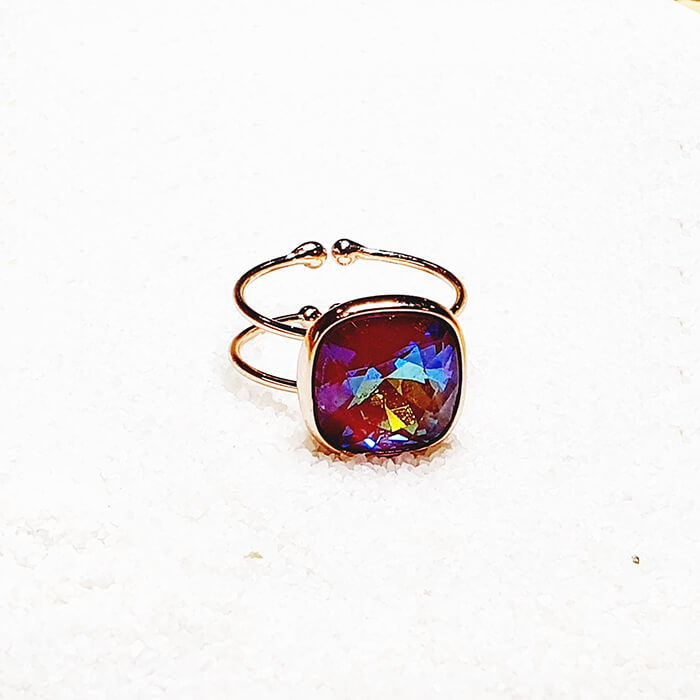 Rose Gold Ring with Pink Stone | Ultra Ruby AB Swarovski Crystal 