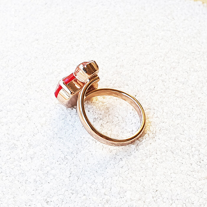 swarovski pink stone ring adjustable ring