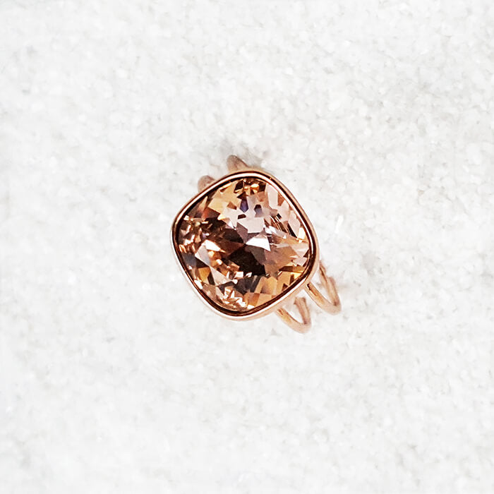 swarovski rose gold ring close up of vintage rose swarovski crystal