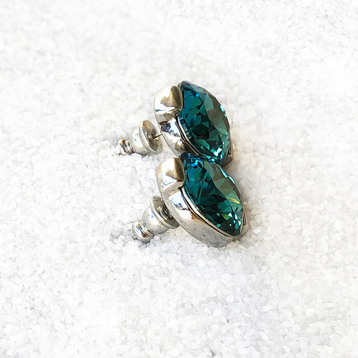 beautiful Indicolite Swarovski Crystal Earrings | Swarovski Stud Earrings