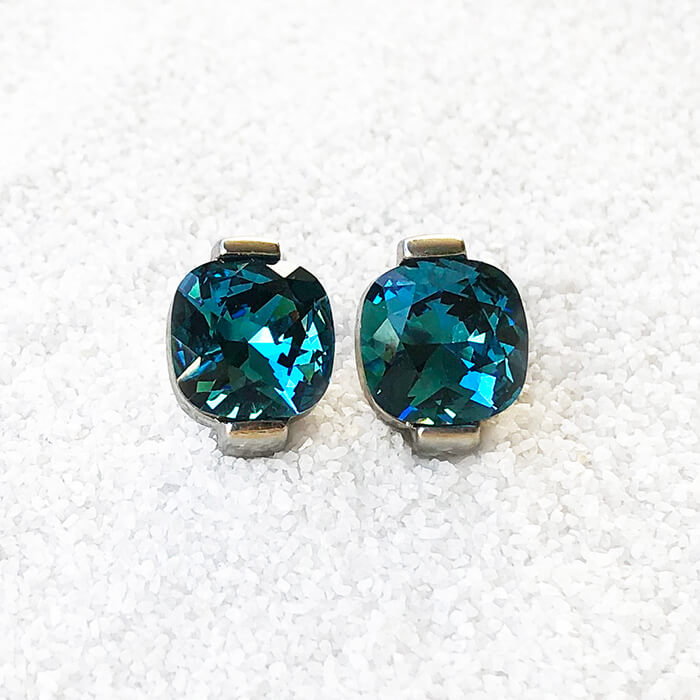 Indicolite Swarovski Crystal Earrings | Swarovski Stud Earrings beautiful