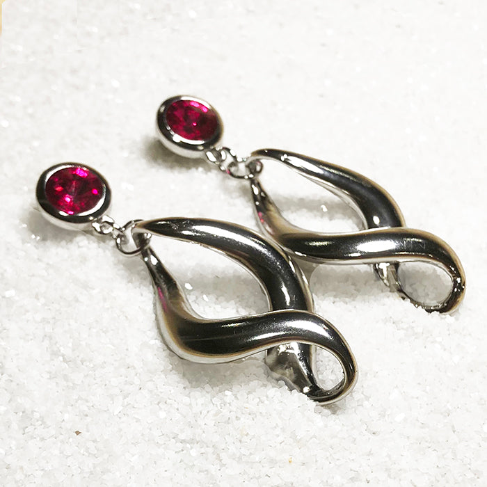 dangle earrings silver with fuschia swarovski crystal australia