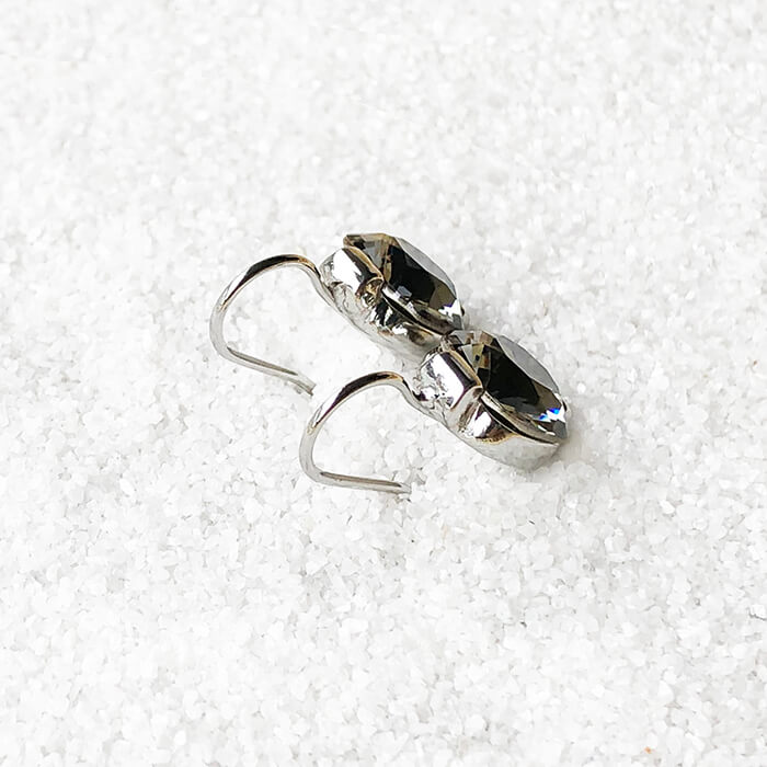 black and silver sparkly ethical crystal drop earrings