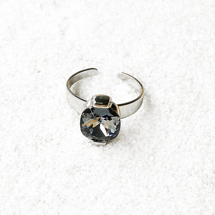 black and silver unique sparkly cocktail ring