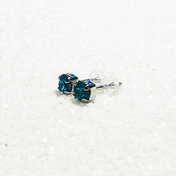 sparkly blue stud earrings for kids hypoallergenic silver plating