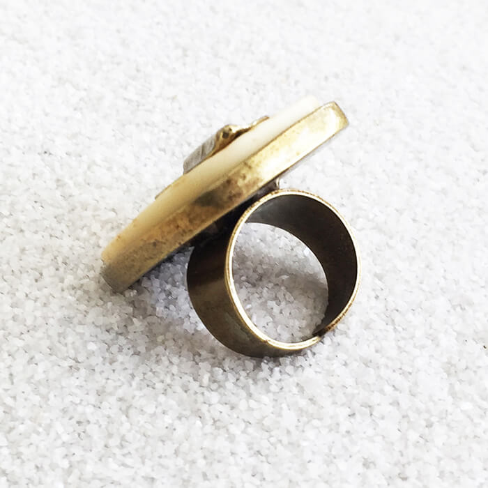 large statement ring with marbled resin adjustable band