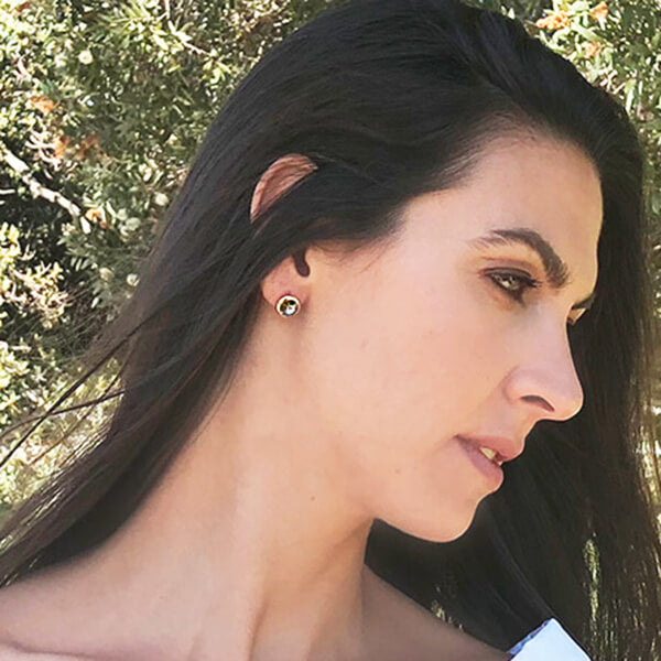 Swarovski Black Stud Earrings On Model