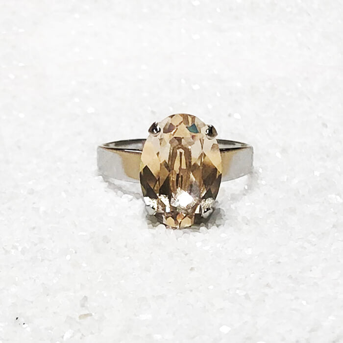 Swarovski Ring | Light Gold Swarovski set in Silver plating