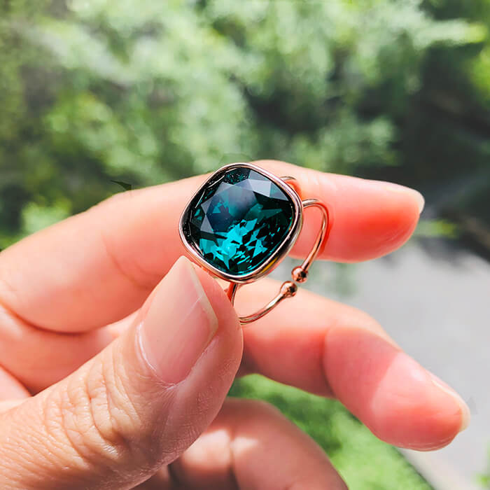 Turquoise Swarovski Crystal Flower Ring — Suzka Designs