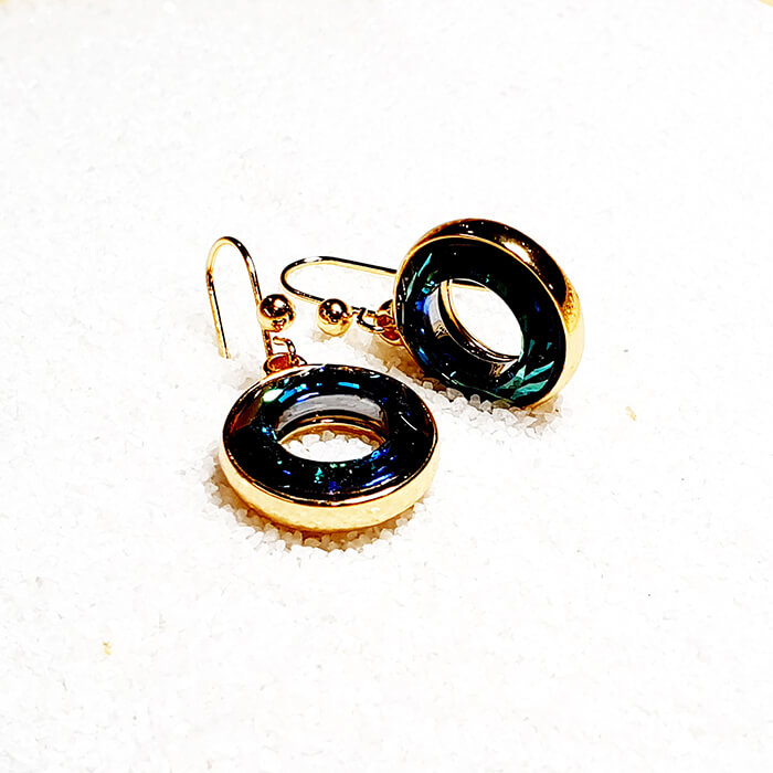 Blue Crystal Drop Earrings set in gold buy