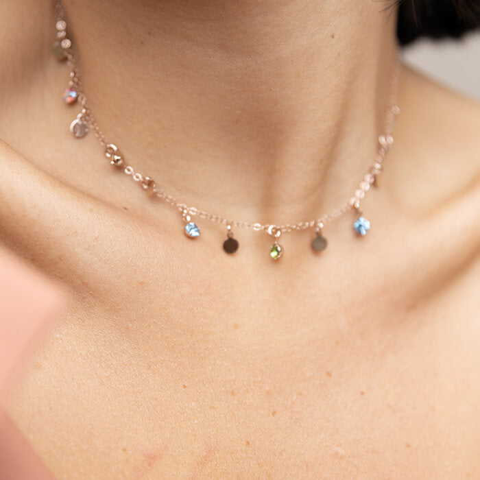 Swarovski Multi Coloured Necklace on model