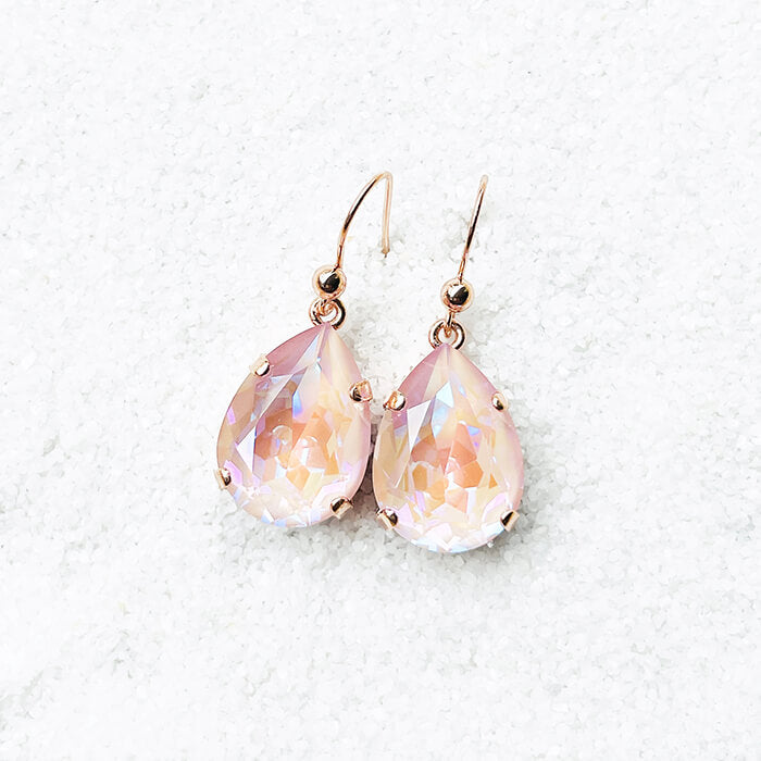 Swarovski Pink Drop Earrings top view
