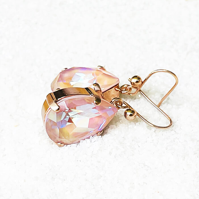 Swarovski Pink Drop Earrings side view 